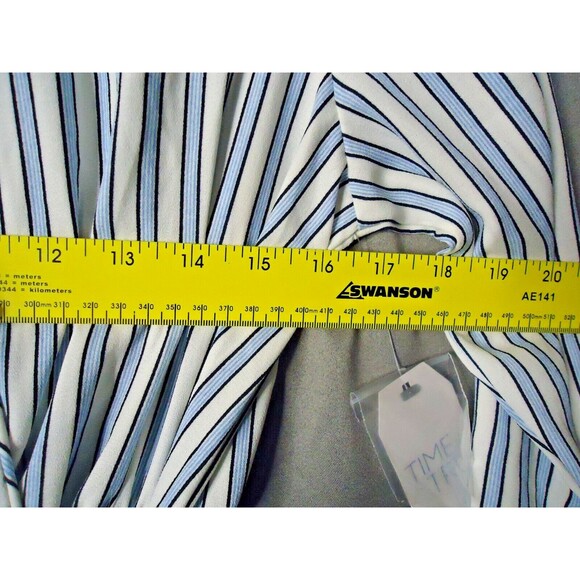 Time And Tru Tie Long Sleeve Wrap Dress Women’s Sz M 8-10 White Striped - Picture 8 of 13